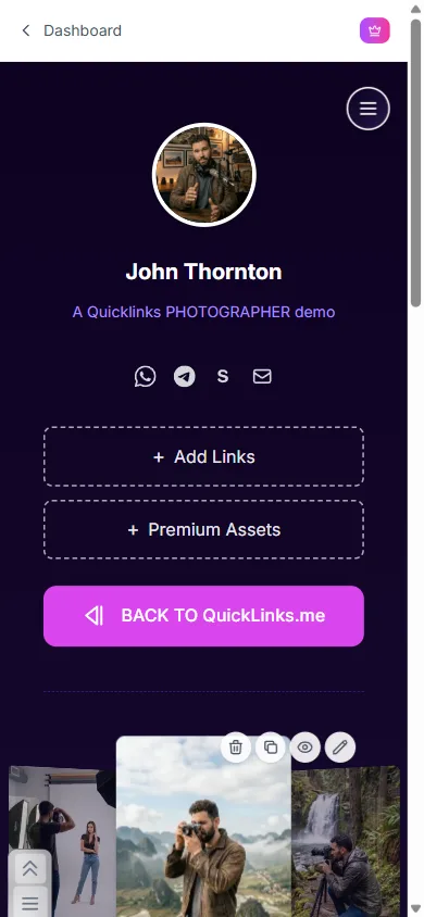 A QuickLinks page fully restyled by the Neon City color theme